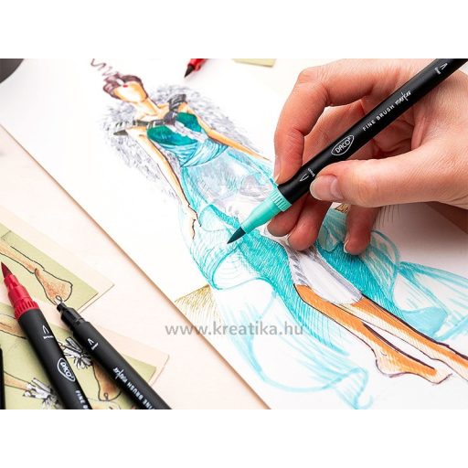 Filctoll készlet 0,4-1,5 mm kétvégű, tű- és ecsethegy Daco "Pensuliner" 110 szín