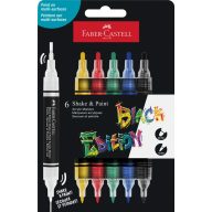  Akril marker készlet, kétvégű Faber-Castell "Black Edition" Shake&Paint 6 szín
