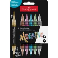   Akril marker készlet, kétvégű Faber-Castell "Black Edition" Shake&Paint 6 metál szín