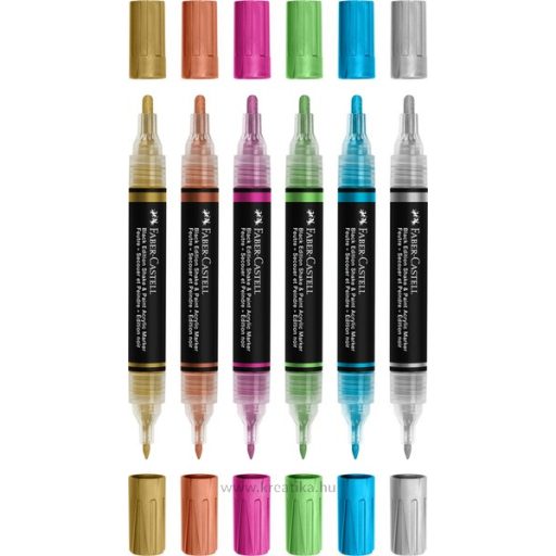 Akril marker készlet, kétvégű Faber-Castell "Black Edition" Shake&Paint 6 metál szín