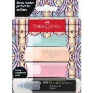   Szövegkiemelő készlet 1-5 mm Faber-Castell "Textliner 46" Glassy Pastel 4 szín