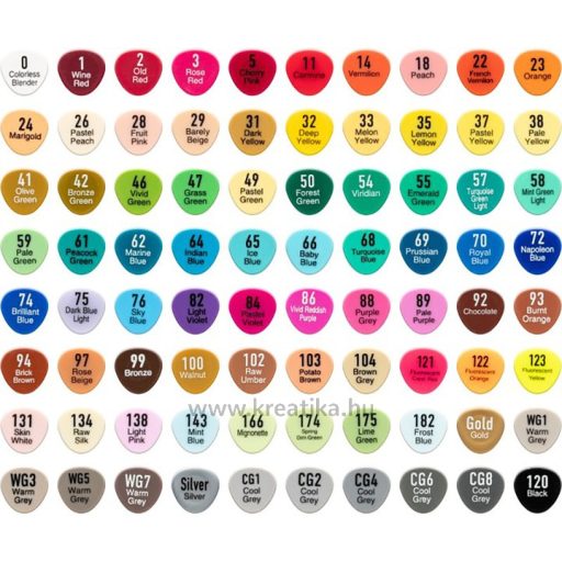 Alkoholos marker display 180 db-os kétvégű, vágott és gömb Daco "Art Duet" 30 szín