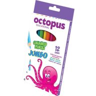   Színesceruza készlet vastag, háromszög test Octopus 12 szín