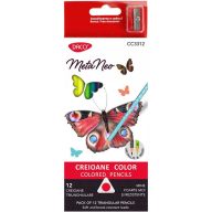   Színesceruza készlet háromszög test, ajándék hegyező Ecada 12 metál és neon szín