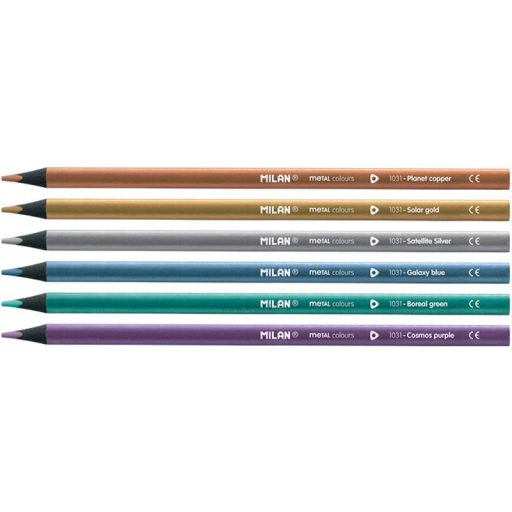 Színesceruza készlet fekete fa, háromszög test Milan 1031 "Metal" 6 szín