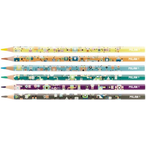 Színesceruza készlet háromszög test Milan "Happy Bots" 6 szín