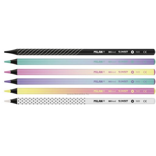 Színesceruza készlet fekete fa, hengeres test Milan "Sunset" 6 szín