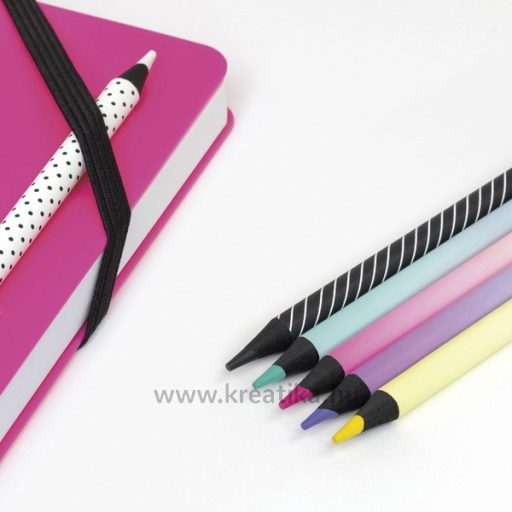 Színesceruza készlet fekete fa, hengeres test Milan "Sunset" 6 szín