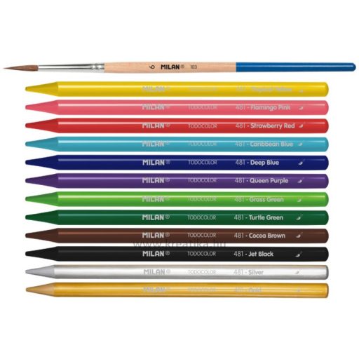 Színesceruza készlet famentes, fém dobozos, ajándék ecset Milan 12 szín