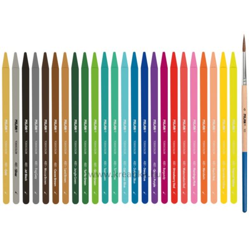 Színesceruza készlet famentes, fém dobozos, ajándék ecset Milan 24 szín