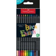   Színesceruza készlet fekete fa, háromszög test Faber-Castell "Black Edition" 12 szín