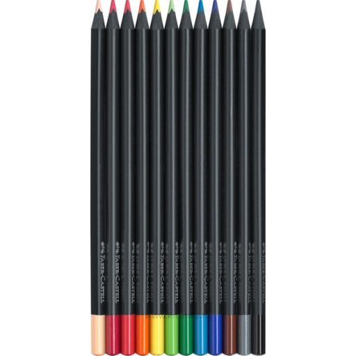 Színesceruza készlet fekete fa, háromszög test Faber-Castell "Black Edition" 12 szín