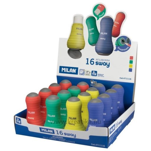 Hegyező 1 lyukú, tartályos, radírral Milan "Sway