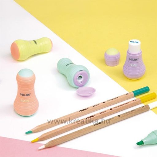 Hegyező 1 lyukú, tartályos, radírral Milan "Sway" Pastel