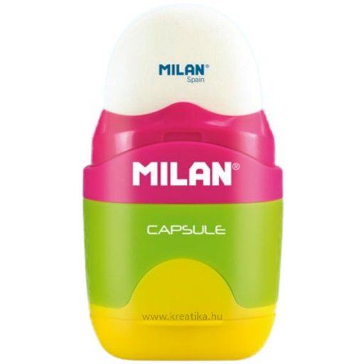 Hegyező 1 lyukú, tartályos, radírral Milan "Capsule" Mix