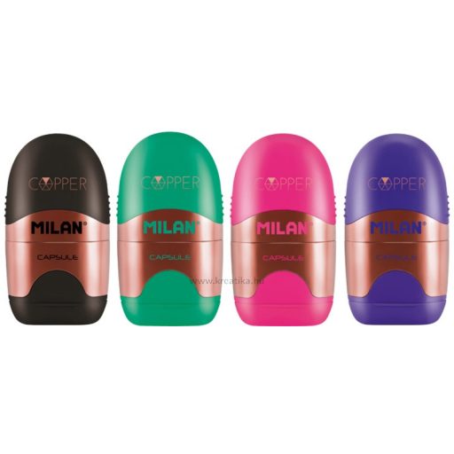 Hegyező 1 lyukú, tartályos, radírral Milan "Capsule" Copper