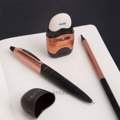 Hegyező 1 lyukú, tartályos, radírral Milan "Capsule" Copper