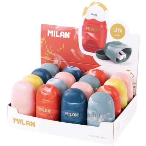 Hegyező 1 lyukú, tartályos, radírral Milan "Capsule" Lava