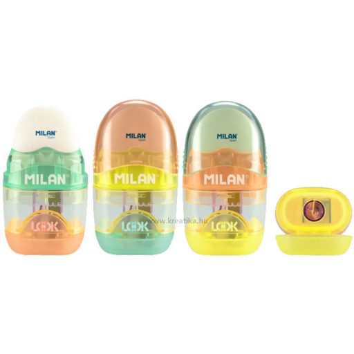 Hegyező 1 lyukú, tartályos, radírral Milan "Capsule" New Look