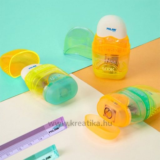 Hegyező 1 lyukú, tartályos, radírral Milan "Capsule" New Look