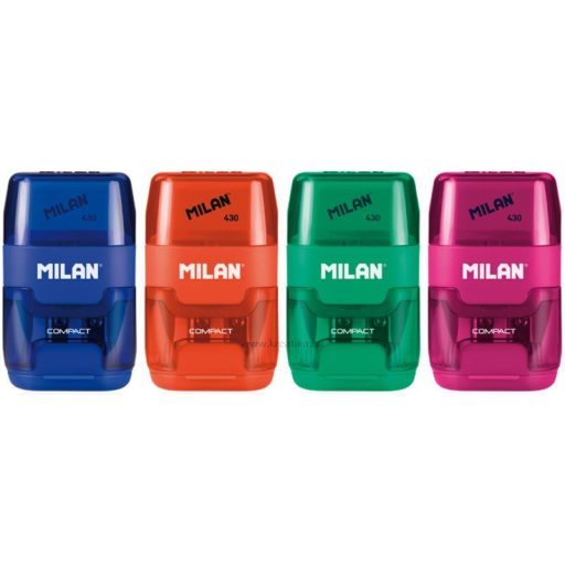 Hegyező 2 lyukú, tartályos, radírral Milan "Compact