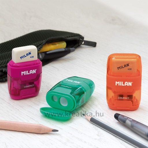 Hegyező 2 lyukú, tartályos, radírral Milan "Compact