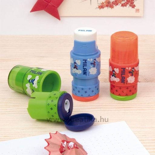 Hegyező 1 lyukú, tartályos, radírral Milan "Extension" Ninjutsu