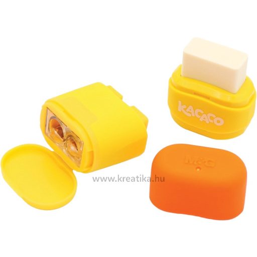 Hegyező 2 lyukú, tartályos, radírral M&G "Kacaco