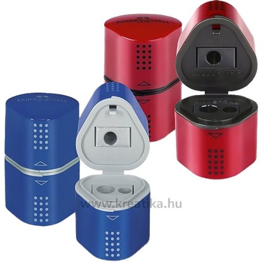 Hegyező 3 lyukú, tartályos Faber-Castell "Grip" 2001 Trio vegyes színek