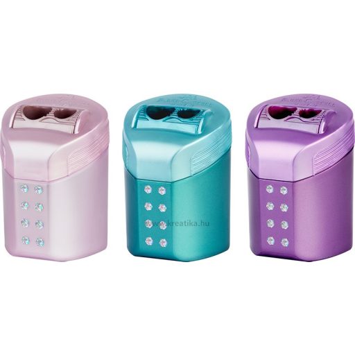 Hegyező 2 lyukú, tartályos Faber-Castell "RollOn" Sparkle vegyes színek