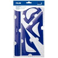 Vonalzókészlet 4 db-os Milan "Flex" Acid kék