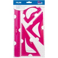   Vonalzókészlet 4 db-os Milan "Flex" Acid rózsaszín