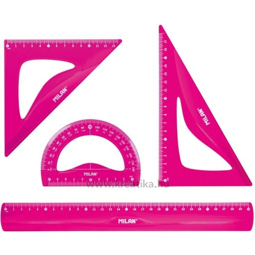 Vonalzókészlet 4 db-os Milan "Flex" Acid rózsaszín