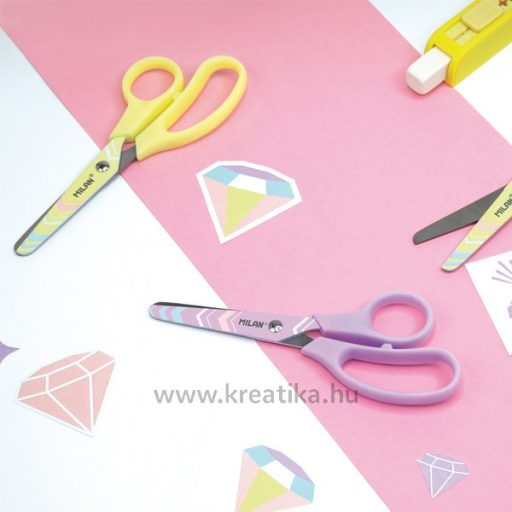 Olló, iskolai 13,3 cm Milan "Basic" Pastel sárga