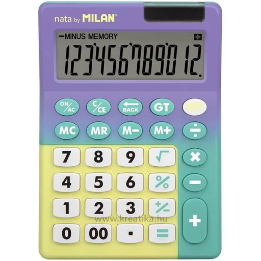 Számológép asztali 12 számjegy Milan 151812 "Sunset" türkiz-lila