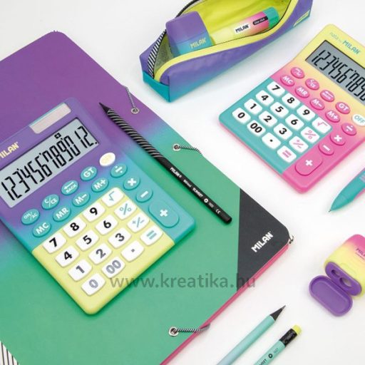 Számológép asztali 12 számjegy Milan 151812 "Sunset" türkiz-lila