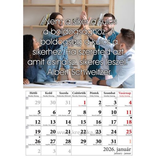 Falinaptár A/4 tűzött T-Calendar "Motiváció