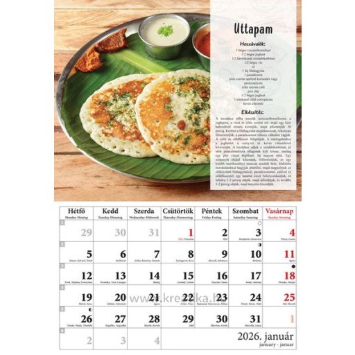 Falinaptár 23x33 cm spirálozott T-Calendar "Palacsinták