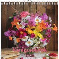   Falinaptár 33x33 cm spirálozott T-Calendar "Virágcsokrok