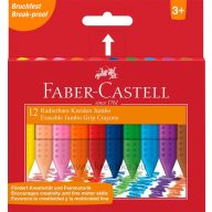   Zsírkréta, háromszögletű, vastag Faber-Castell "Jumbo Grip" 12 szín
