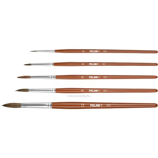 Ecsetkészlet 5 db (0, 4, 6, 8, 12) póniszőr Milan