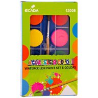 Vízfesték 23 mm, ajándék ecset Ecada 8 szín