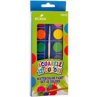 Vízfesték 23 mm, ajándék ecset Ecada 12 szín