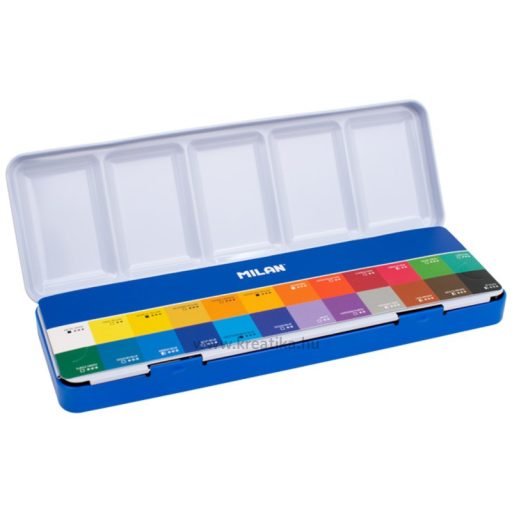 Vízfesték, fém dobozos Milan "Art" 24 szín