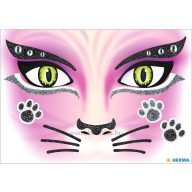 Matrica arc tetoválás Herma "Face Art" Pink Cat