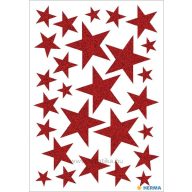   Matrica, karácsonyi, glitteres Herma "Magic" Stars piros