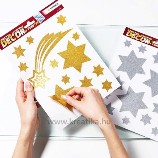Matrica, karácsonyi Herma "Window Sticker" Stars ezüst