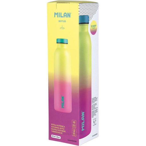 Kulacs 591 ml fém, duplafalú Milan "Sunset" sárga-rózsaszín