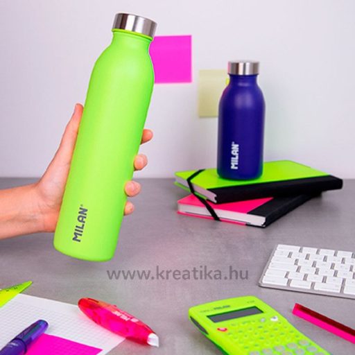 Kulacs 591 ml fém, duplafalú Milan "Acid" sárga