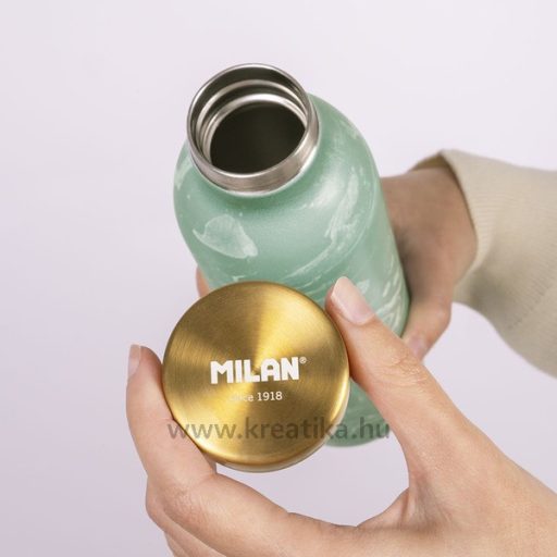 Kulacs 591 ml fém, duplafalú Milan "Lava" zöld